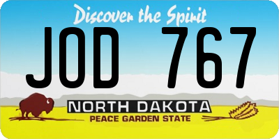 ND license plate JOD767