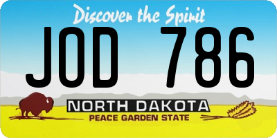 ND license plate JOD786