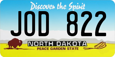 ND license plate JOD822