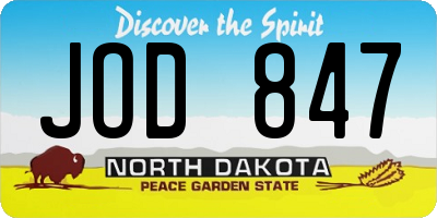 ND license plate JOD847