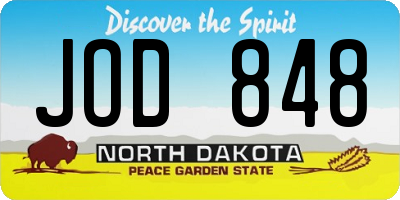 ND license plate JOD848