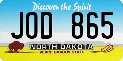 ND license plate JOD865