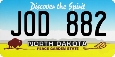 ND license plate JOD882