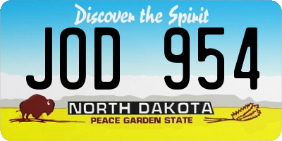 ND license plate JOD954