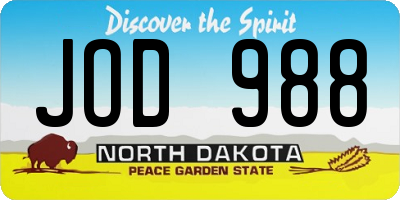 ND license plate JOD988