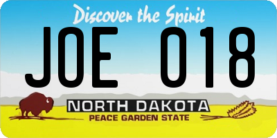 ND license plate JOE018