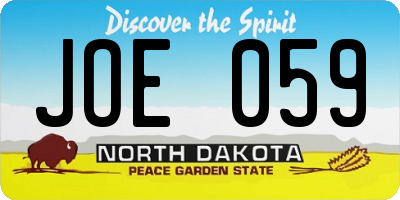 ND license plate JOE059