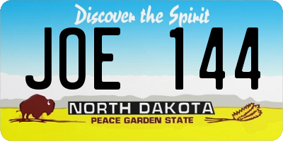 ND license plate JOE144