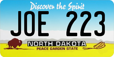 ND license plate JOE223
