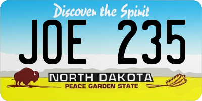 ND license plate JOE235