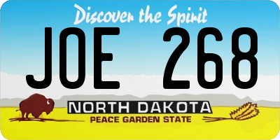 ND license plate JOE268