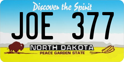 ND license plate JOE377