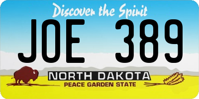 ND license plate JOE389