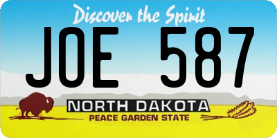 ND license plate JOE587