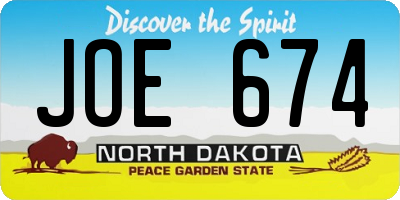 ND license plate JOE674