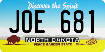 ND license plate JOE681
