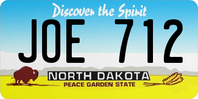 ND license plate JOE712