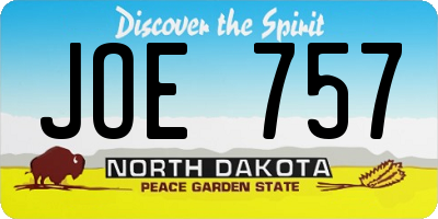ND license plate JOE757