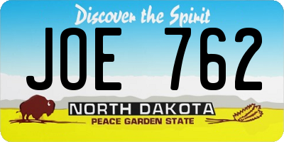 ND license plate JOE762
