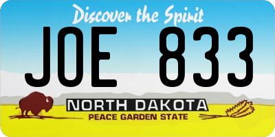 ND license plate JOE833