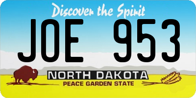 ND license plate JOE953