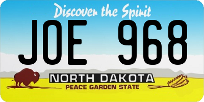 ND license plate JOE968