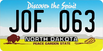 ND license plate JOF063