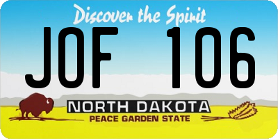 ND license plate JOF106