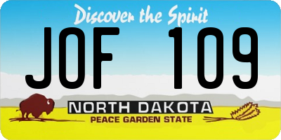 ND license plate JOF109