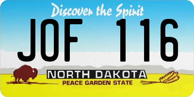ND license plate JOF116