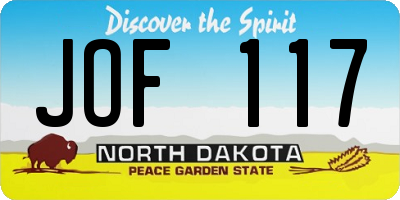 ND license plate JOF117