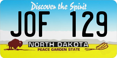 ND license plate JOF129