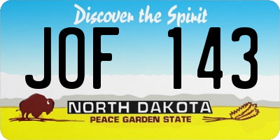 ND license plate JOF143