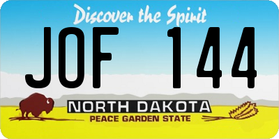 ND license plate JOF144