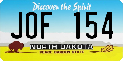 ND license plate JOF154