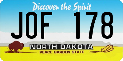 ND license plate JOF178