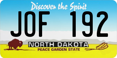 ND license plate JOF192