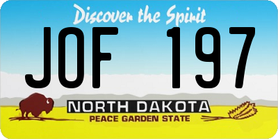 ND license plate JOF197