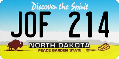ND license plate JOF214