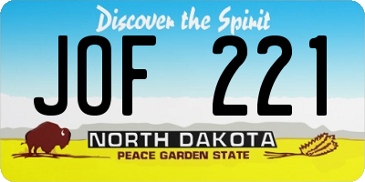 ND license plate JOF221
