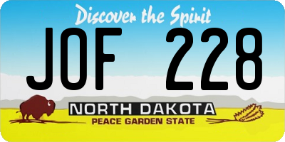 ND license plate JOF228