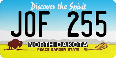 ND license plate JOF255