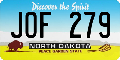 ND license plate JOF279