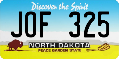ND license plate JOF325