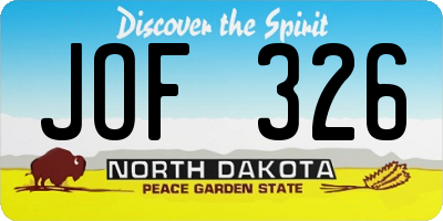 ND license plate JOF326
