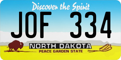 ND license plate JOF334