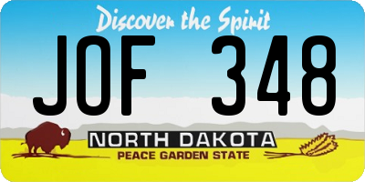 ND license plate JOF348