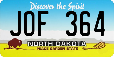 ND license plate JOF364