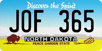 ND license plate JOF365