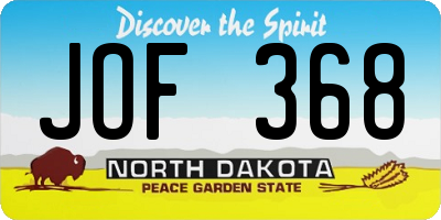 ND license plate JOF368